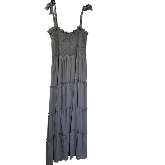 Altar'd State Gray Ruffle Boho Maxi Dress size Medium - Picture 2 of 4